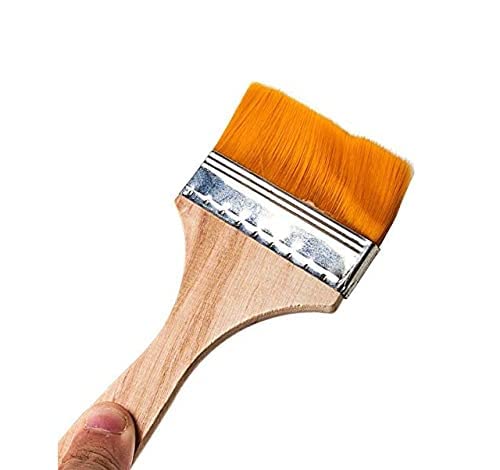 DEZIINE�4Pcs Wooden Handle Flat Utility Paint Brush Set (Size:- 2,4,6,8) for Acrylic, Oil Painting - Image 3