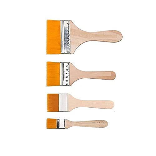 DEZIINE�4Pcs Wooden Handle Flat Utility Paint Brush Set (Size:- 2,4,6,8) for Acrylic, Oil Painting - Image 2
