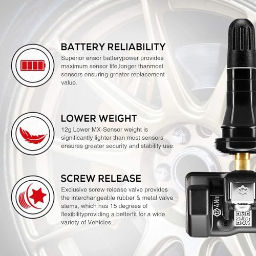 Autel MX Sensor 4 PCS Rubber Stem TPMS Sensor 315/433MHz Universal Tire Sensor Programmed by TPMS Tool TS508WF TS401 TS408S TS408 TS501 TS508 TS601 TS608 MX808TS MS906TS MK808TS ITS600 MS906Pro-TS - Image 4