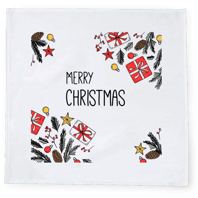 Khakee 6 Pcs Christmas Theme Tafta Silk Table Napkins 10x 10 for Xmas Decoration Christmas OrnamentsChristmas Gift npxmas190P - Image 2