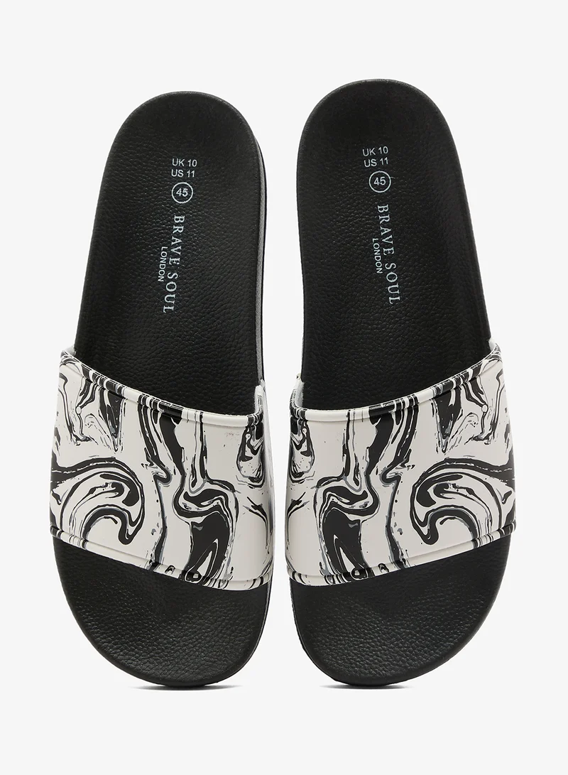 BRAVE SOUL  MENS PRINTED SLIDER MARBLE PRINT TO UPPER BLACK SOLE for Men | Best Price UAE