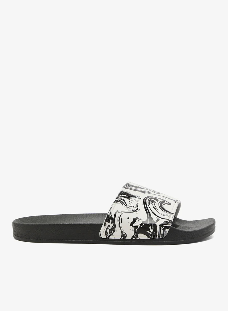 MENS PRINTED SLIDER MARBLE PRINT TO UPPER BLACK SOLE