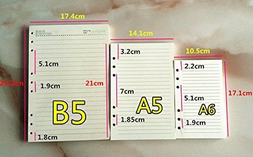 Chris.W 80 Sheets B5 Size Lined 9-Holes Traveler's Notebook Planner Filler Papers/Journal Dairy Inserts Refills/Loose-leaf Binder Paper, Beige Color, 10.5"(Ruled) - Image 2