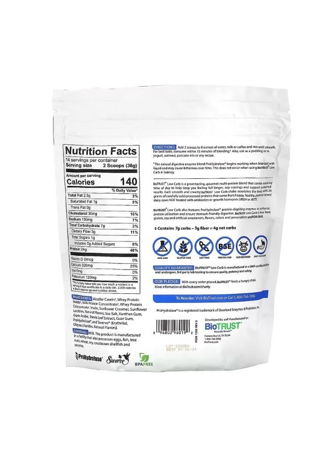 BioTrust Low Carb PastureRaised FourProtein Blend Vanilla Cream 1.16 lb 529 g - Image 2