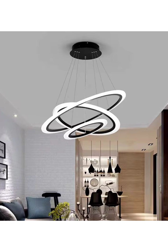 NERFA Modern 3-Color LED Chandelier – Black Frame with Sleek Circular Design - Image 2