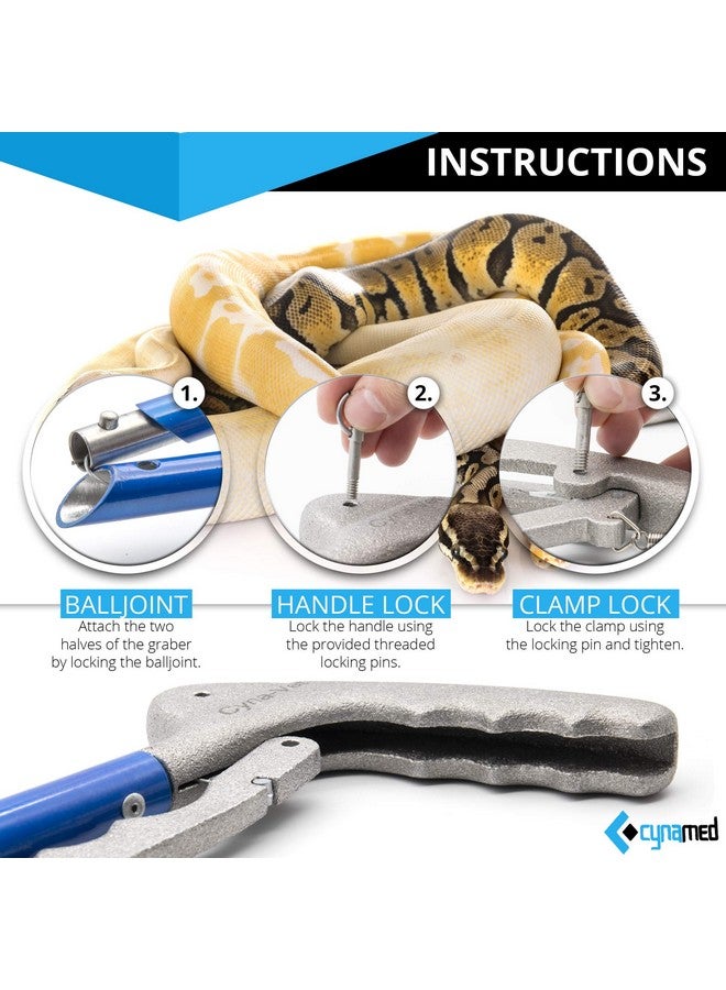 Cynamed 43" Long Reach Snake Tongs Reptile Grabber Catcher, Stainless Steel & Wide Jaw Pick-up Handling Tool - Image 5