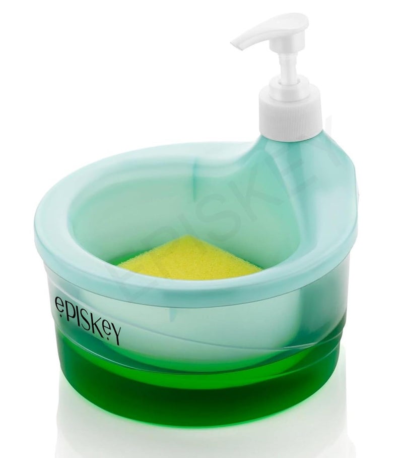 Episkey Dish Soap Dispenser with Sponge Holder Dish Soap Dispenser for Kitchen 2 in 1 1000ml Transparent Soap Dispenser PE Dish Soap Dispenser for Kitchen Restaurant - Image 1