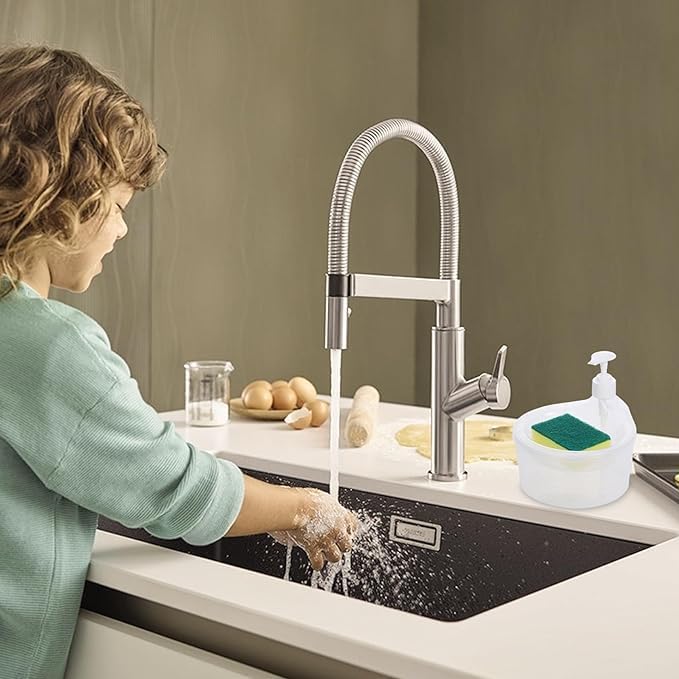 Episkey Dish Soap Dispenser with Sponge Holder Dish Soap Dispenser for Kitchen 2 in 1 1000ml Transparent Soap Dispenser PE Dish Soap Dispenser for Kitchen Restaurant - Image 5