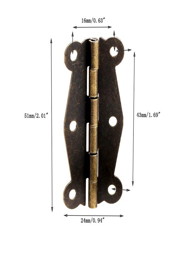 Dophee 10Pcs 51x24mm Brass Vintage Butterfly Hinge Furniture Cabinet Drawer Door Hinges Hardware - Image 3