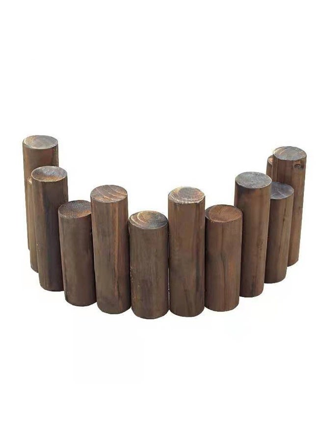 LINGWEI Wooden Garden Border Fence 90x30x6cm Brown Rustic Natural Wood Lawn Edging for Flower Beds, Pathways & Landscape Decoration - Image 1