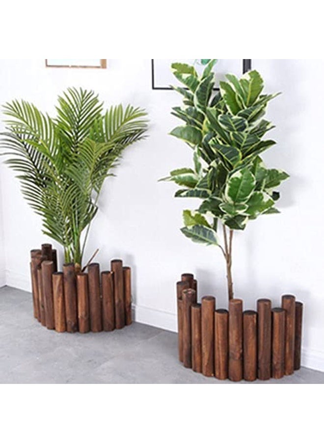 LINGWEI Wooden Garden Border Fence 90x30x6cm Brown Rustic Natural Wood Lawn Edging for Flower Beds, Pathways & Landscape Decoration - Image 2