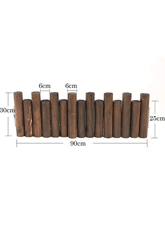 LINGWEI Wooden Garden Border Fence 90x30x6cm Brown Rustic Natural Wood Lawn Edging for Flower Beds, Pathways & Landscape Decoration - Image 4