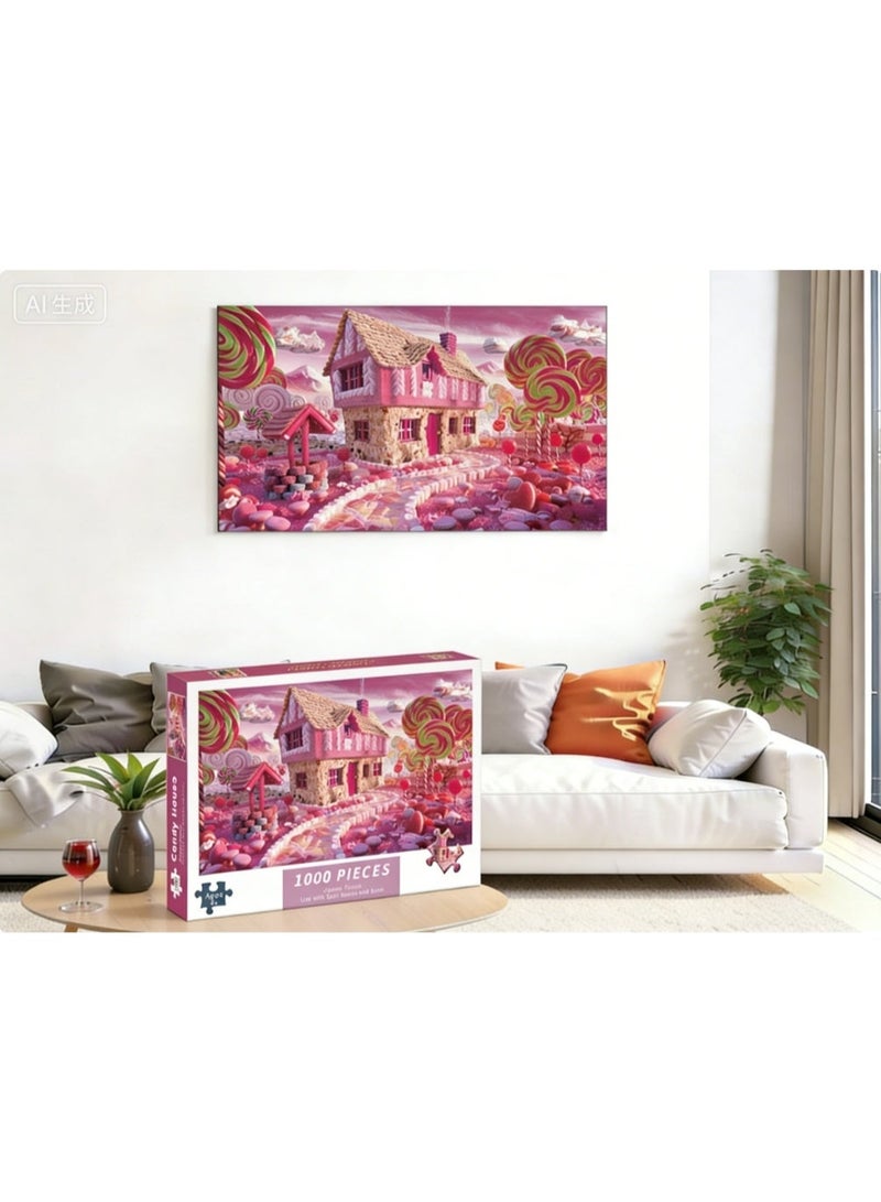 1000pcs لغز الكرتون الكبار ، لغز تحدي الرسم الكرتون ، مناسب للأنشطة العائلية ، ليالي اللعبة ، الهدايا لتخفيف الإجهاد ، منزل الحلوى - Image 2