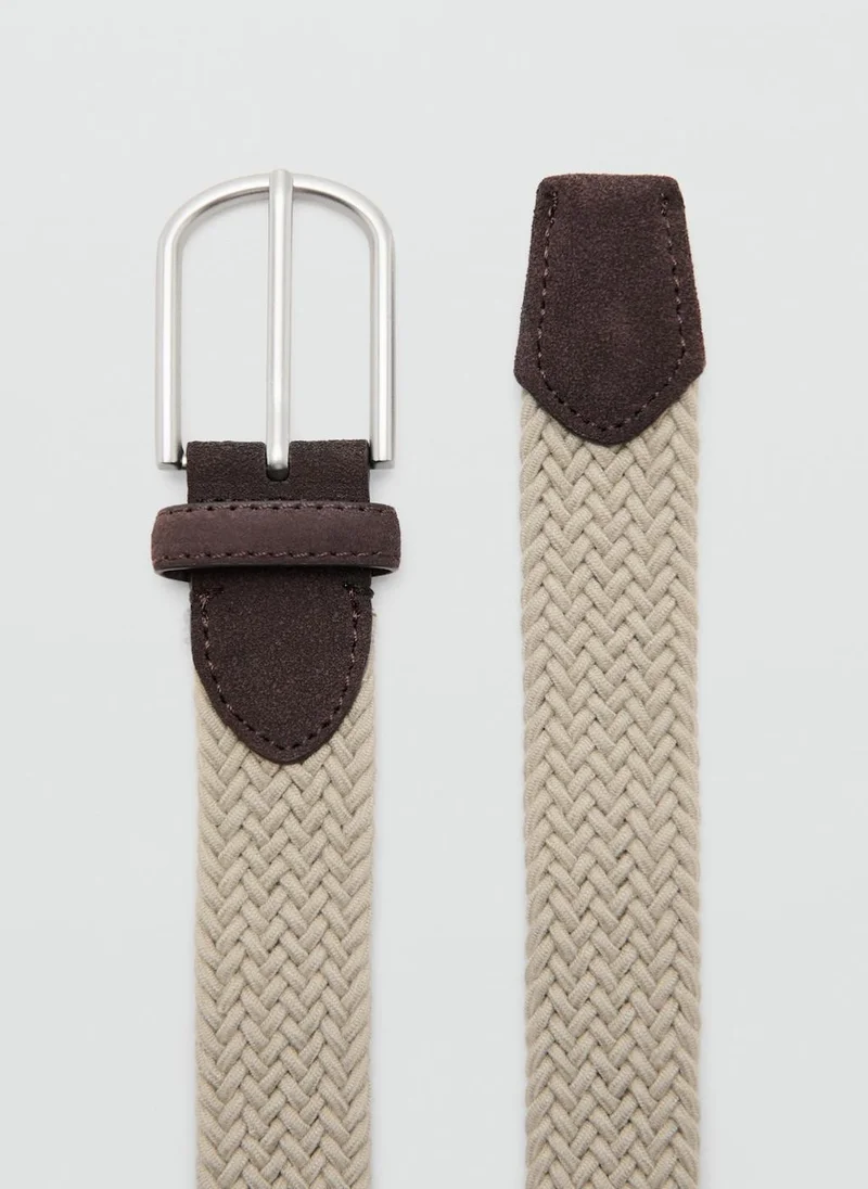 Mango Man 08-BEIGE Braided Elastic Belt for Men | Best Price UAE