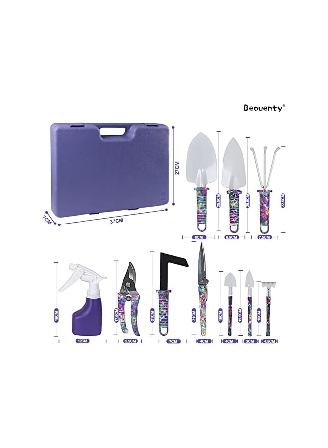 Beauenty Garden Tool Set, 10 Pieces Stainless Steel Heavy Duty Gardening Tool Set, Trowel Rake, Pruner Shears, Sprayer, Digging Claw, Gloves, Ideal Garden Tool Kit Gifts for Men and Women - Image 2