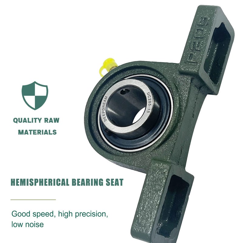DEEPDREAM 2Pcs UCP205-15 Pillow Block Bearings 15/16" inch Bore Mounted Pillow Bearing Cast Iron Base and Self Aligning Chrome Bearing - Image 3