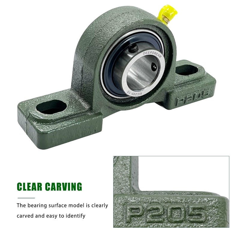 DEEPDREAM 2Pcs UCP205-15 Pillow Block Bearings 15/16" inch Bore Mounted Pillow Bearing Cast Iron Base and Self Aligning Chrome Bearing - Image 5