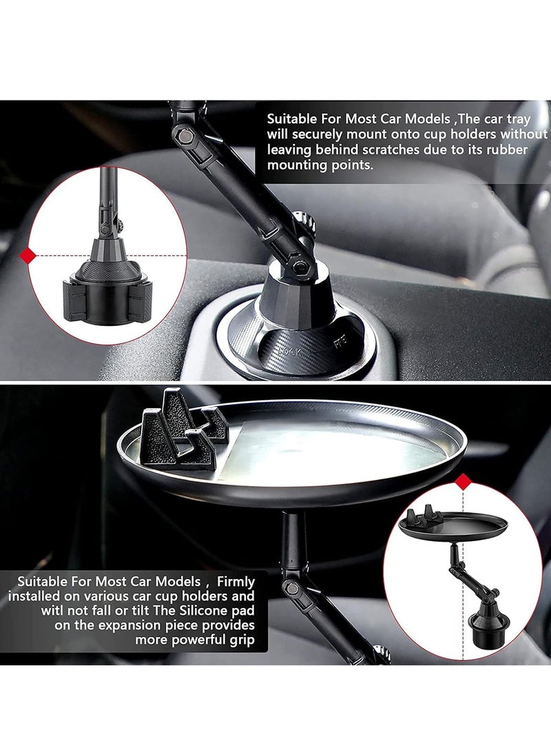 Car Cup Holder Tray for Car Adjustable Car Tray Table with Surface, Phone Slot, and 360° Swivel Arm Car Food Table for Cup Holders Tray Fits Vehicle,Golf Cart, SUV and All Cars Black - Image 5