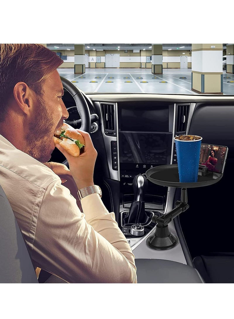 Car Cup Holder Tray for Car Adjustable Car Tray Table with Surface, Phone Slot, and 360° Swivel Arm Car Food Table for Cup Holders Tray Fits Vehicle,Golf Cart, SUV and All Cars Black - Image 4
