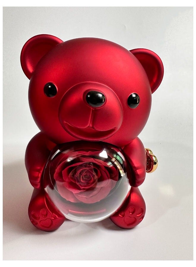 Hugging Bear Design Gift Box With Red Preserved Real Rose - Image 2