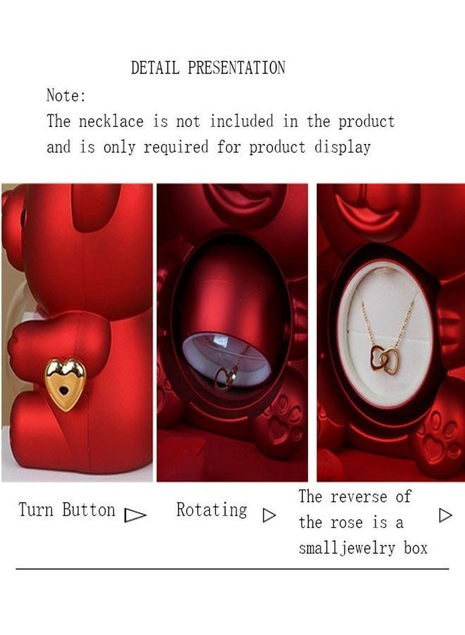 Hugging Bear Design Gift Box With Red Preserved Real Rose - Image 3