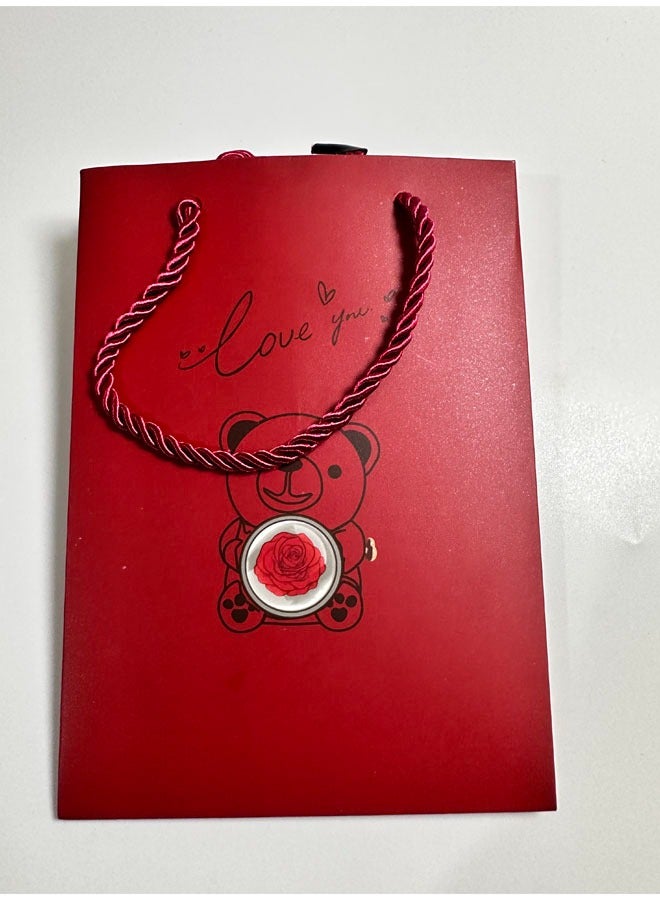 Hugging Bear Design Gift Box With Red Preserved Real Rose - Image 5