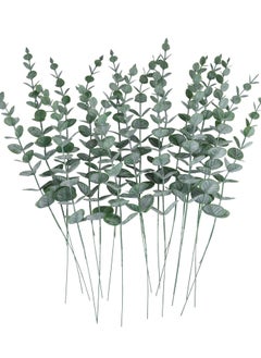 Generic Eucalyptus Leaves 20pcs Artificial Stems Real Grey, Green Touch Branches for Home Office Centerpiece Wedding Banquet Flower Arrangement Decoration  - Image 1