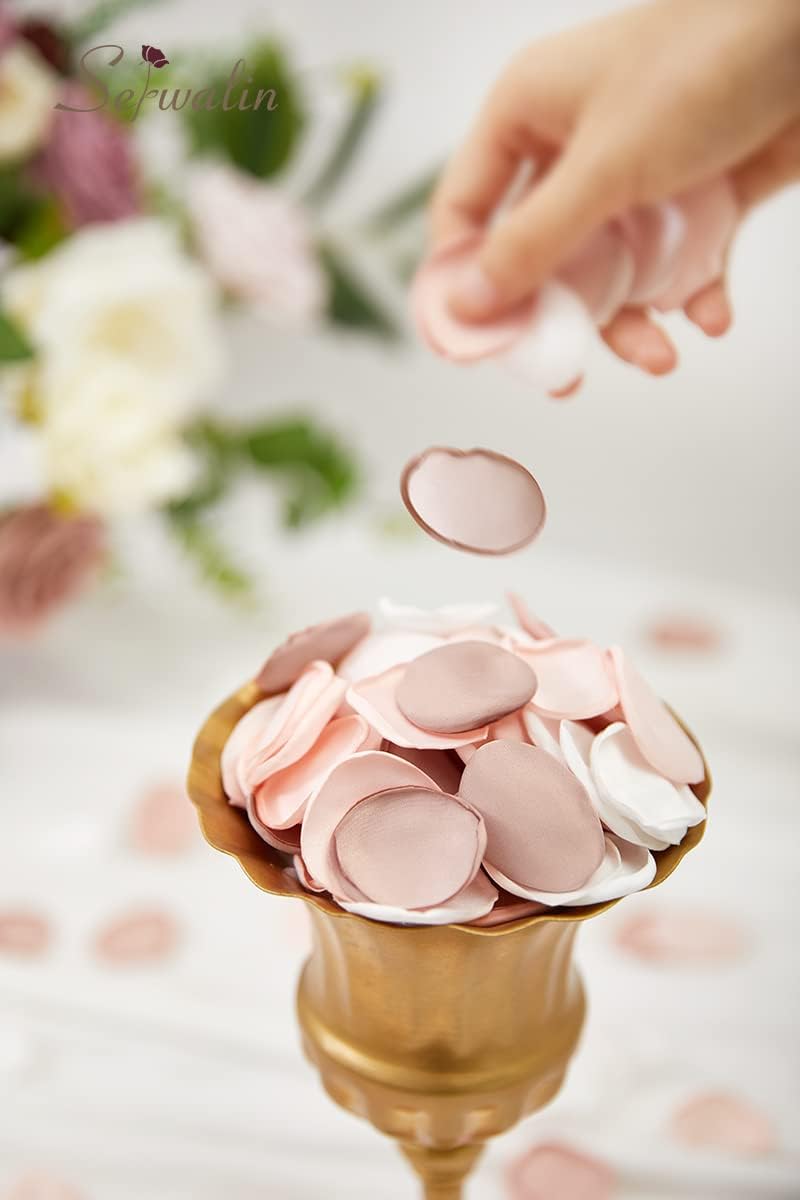 Serwalin 300Pcs Silk Rose Petals Artificial Flower Petals for Weddings Nude Pink Petals for Romantic Night Petals for Flower Girl Basket Wedding Proposal Aisle Table Decor (3 Color Mixes) - Image 3