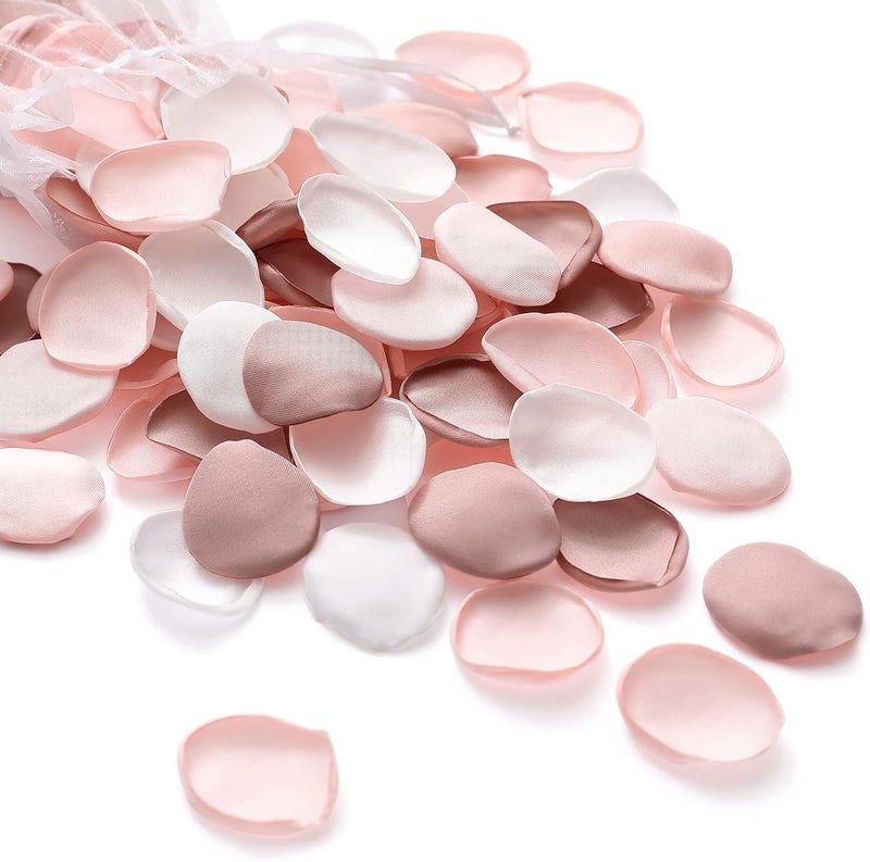 Serwalin 300Pcs Silk Rose Petals Artificial Flower Petals for Weddings Nude Pink Petals for Romantic Night Petals for Flower Girl Basket Wedding Proposal Aisle Table Decor (3 Color Mixes) - Image 1