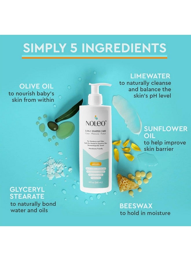 NOLEO Multipurpose Organic Diaper Care - EWG Verified (8oz) - Baby Cleanser, Lotion Unscented Unfragranced - Replace Zinc Oxide Diaper Rash Cream - Rash Ointment to Protect Skin - Image 3