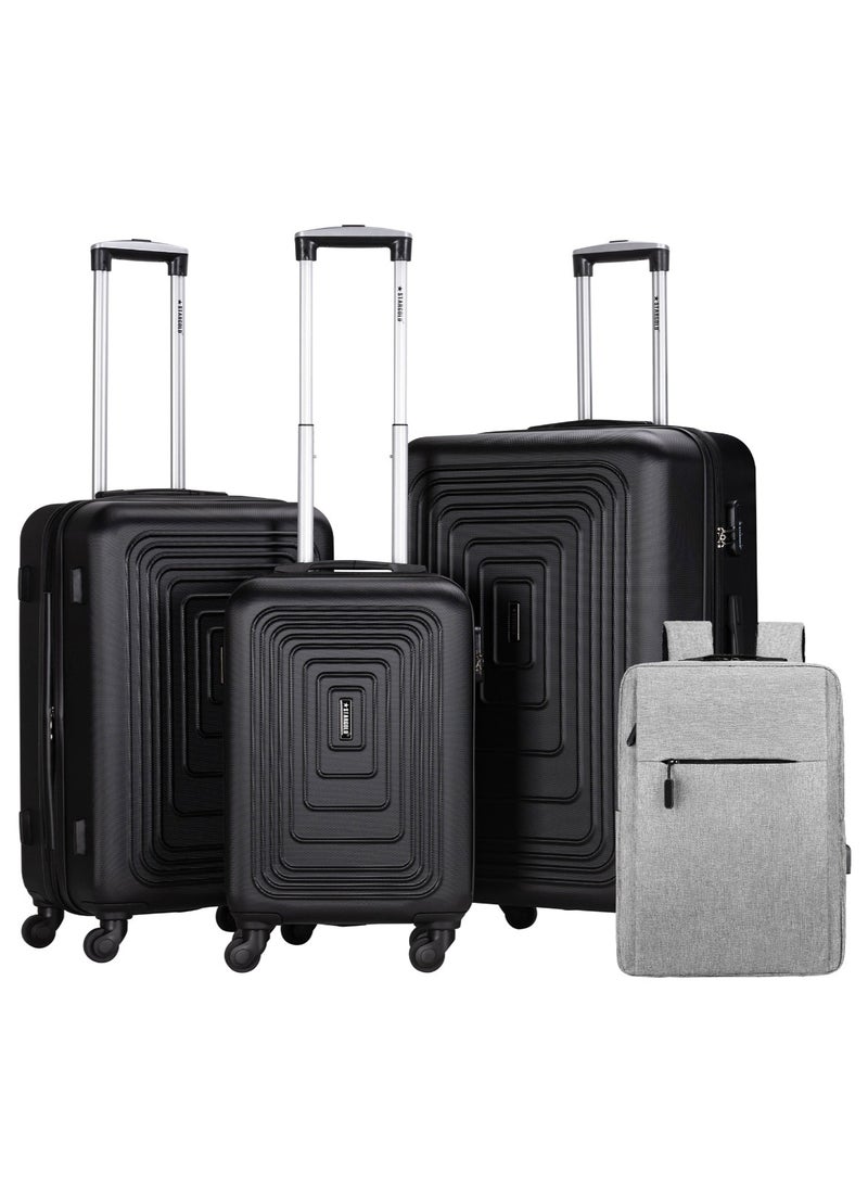STARGOLD Luggage Set of 3 Pcs with Free Laptop Backpack – Lightweight Hard Shell Travel Luggage Set, ABS Unbreakable Suitcase Set of 3 with 360° Rotating Wheels & Combination Lock