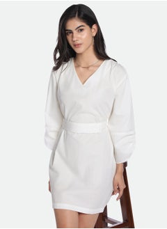 Dennis Lingo Off White Dress for Women - Regular Fit, Elegant  - Image 1