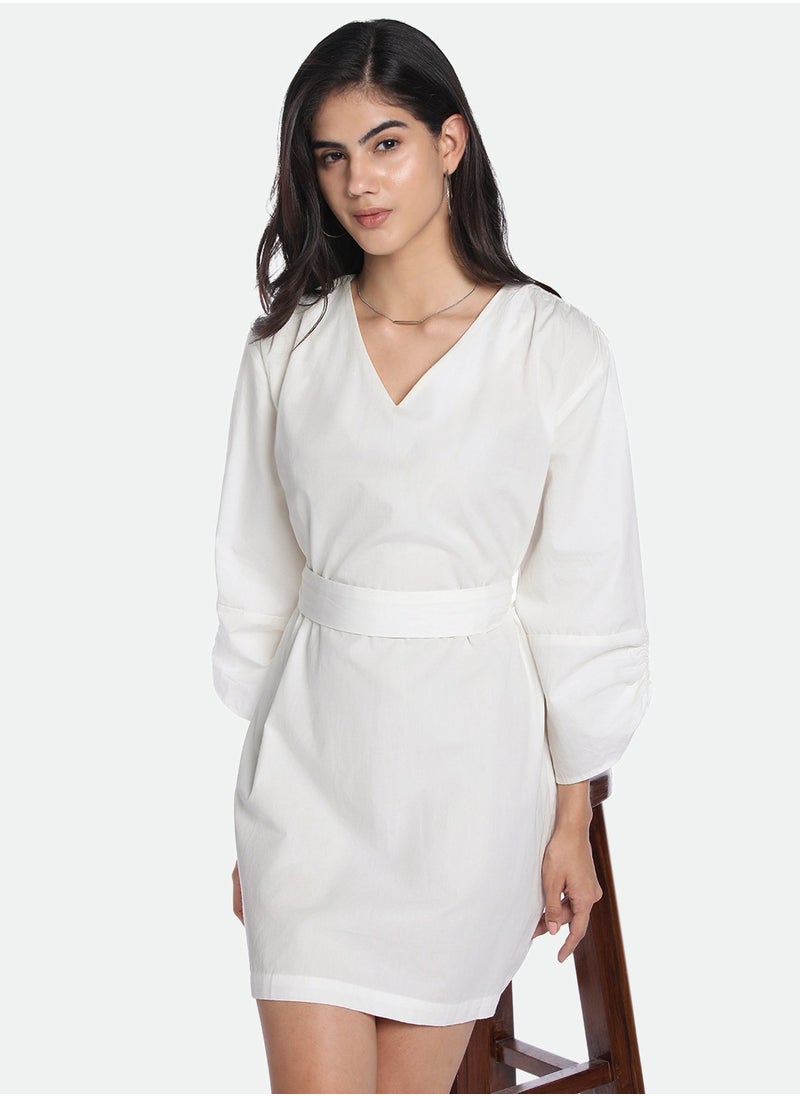Dennis Lingo Off White Dress for Women - Regular Fit, Elegant  - Image 1