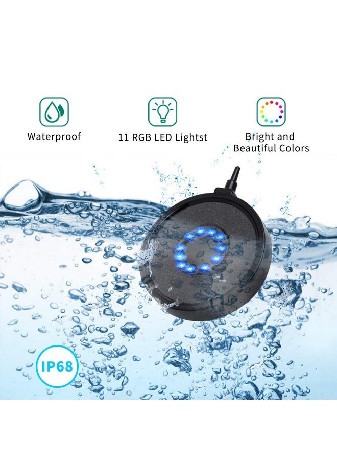 Number-One Number-one Aquarium Bubble Light LED Fish Tank Bubbler Light, Remote Controlled Aquariums Air Stone Disk Lamp with 16 Color Changing, 4 Lighting Effects for Fish Tanks and Fish Ponds  - Image 4