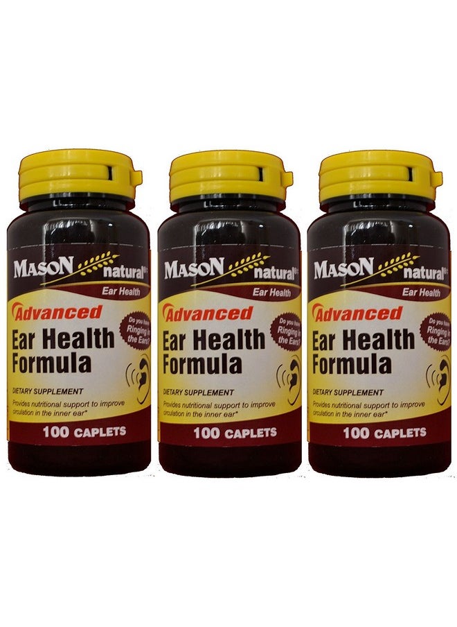 Mason Natural - Advance Ear Health Formula Bioflavonoids Plus 100 Caplets Per Bottle Pack Of 3 Total 300 Caplets - Image 1