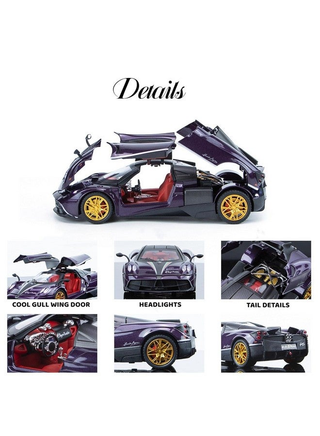 Magicwand 1:24 Scale Die-Cast Metal Paganii Huayra Car【Box Packed】 with 4 Openable Doors,Pull Back,Working Lights,Movable Front Wheels,Working Horn & Smoke【Colors as Per Stock】【Pack of 1】 - Image 3