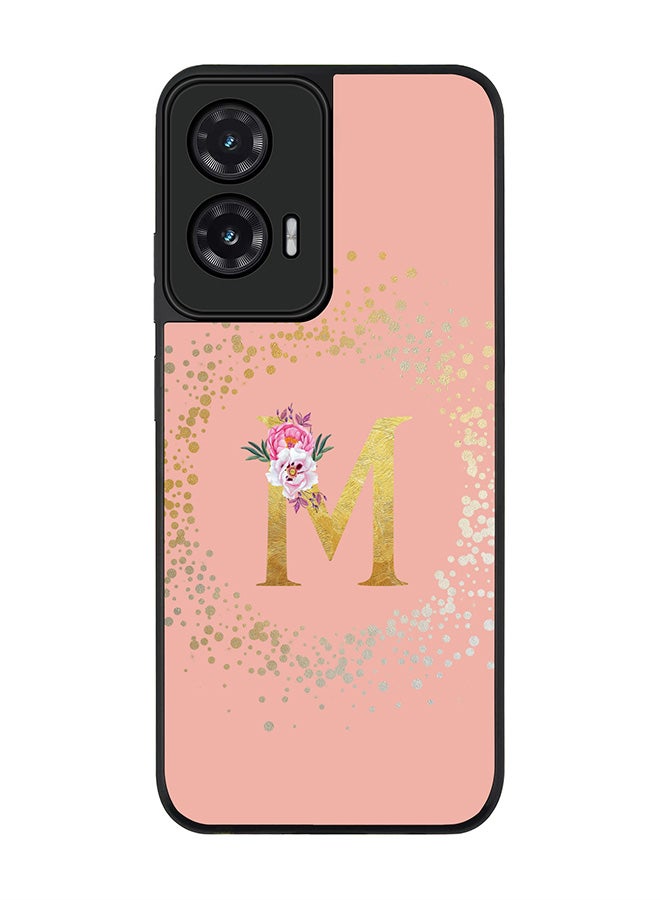 For Motorola Moto G35 Case,Slim fit Camera Protection, Shockproof Thin Phone cover  - Custom Monogram Floral - M  (Rose Pink )
