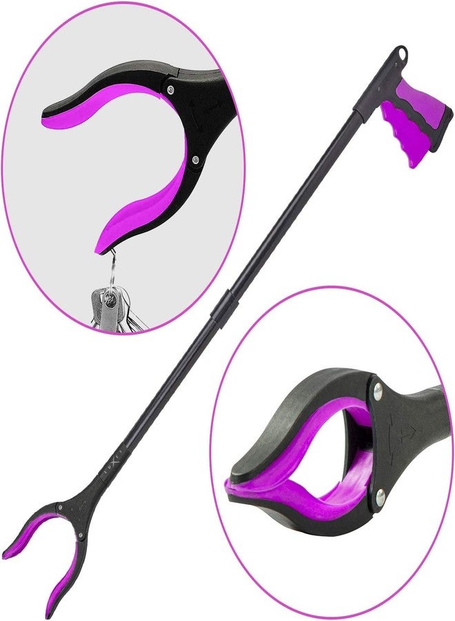 Luxet Grabber Reacher Tool - 2 Pack - Latest Version Long 32 Inch Foldable Pick Up Stick - Strong Grip Magnetic Tip Lightweight Trash Picker Claw Reacher Grabber Tool Elderly Reaching - by Luxet (Pink) - Image 2