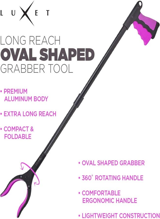 Luxet Grabber Reacher Tool - 2 Pack - Latest Version Long 32 Inch Foldable Pick Up Stick - Strong Grip Magnetic Tip Lightweight Trash Picker Claw Reacher Grabber Tool Elderly Reaching - by Luxet (Pink) - Image 3