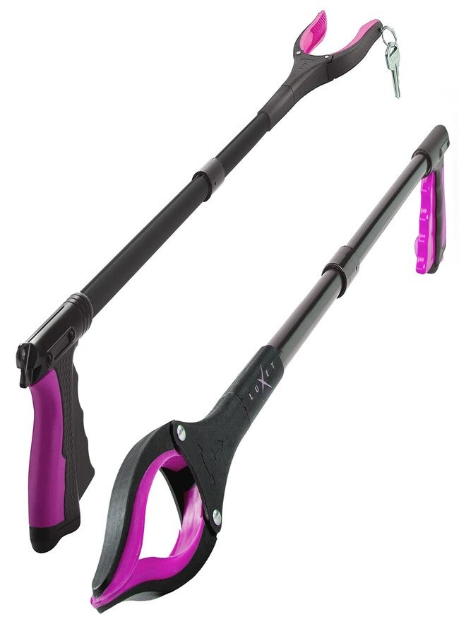 Luxet Grabber Reacher Tool - 2 Pack - Latest Version Long 32 Inch Foldable Pick Up Stick - Strong Grip Magnetic Tip Lightweight Trash Picker Claw Reacher Grabber Tool Elderly Reaching - by Luxet (Pink) - Image 1