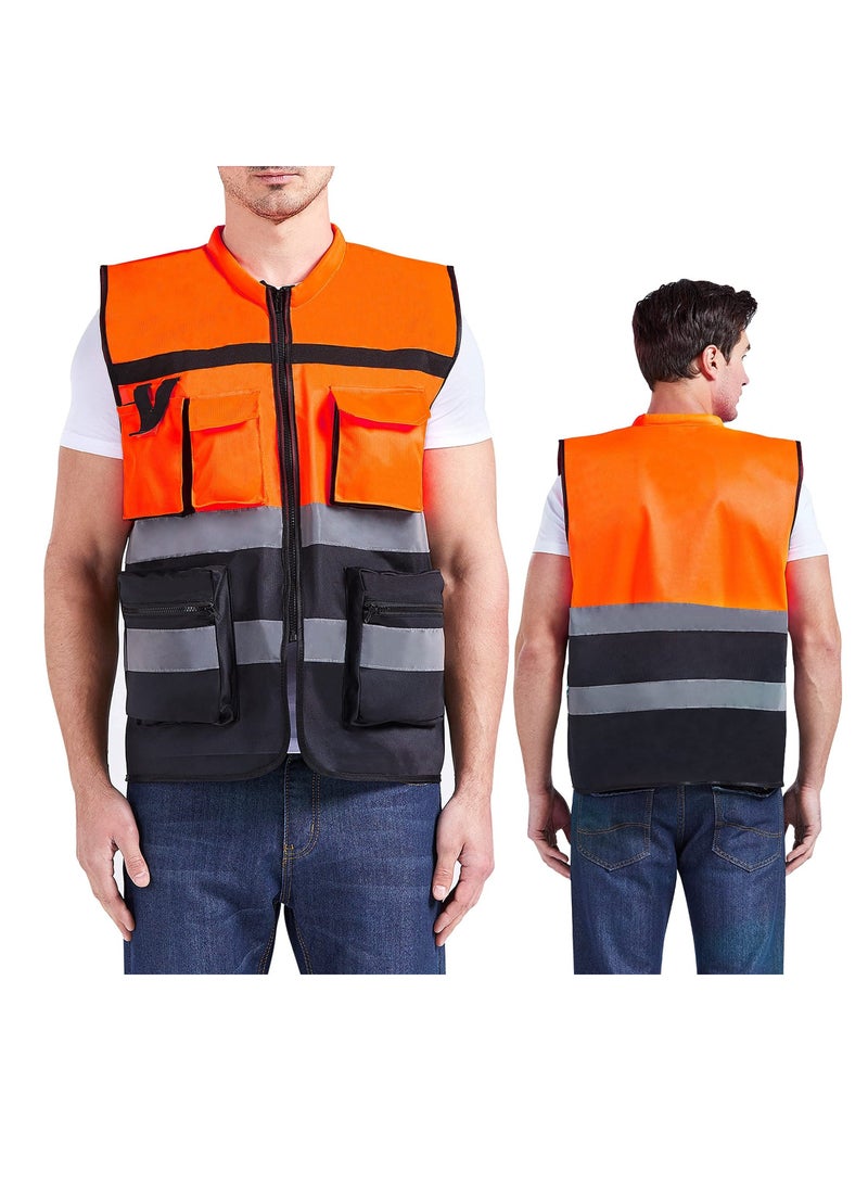 High-Visibility Reflective Safety Vest with Sweat-Absorbent Collar, Fashionable Design, 360° Visibility, Multi-Pocket, Breathable Fabric - Ideal for Work  Outdoor Activities - XL - Image 1