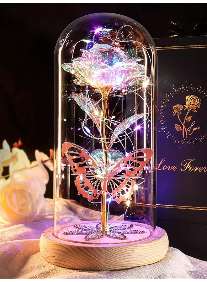 erorex Galaxy Roses Gifts For Women Birthday Gifts For Mom Eternal Flower Gifts Light Up Glass Dome Roses Mother'S Day Roses For Grandma Daughter Wife Sisters And Friends - Image 1