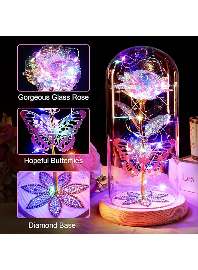 erorex Galaxy Roses Gifts For Women Birthday Gifts For Mom Eternal Flower Gifts Light Up Glass Dome Roses Mother'S Day Roses For Grandma Daughter Wife Sisters And Friends - Image 2