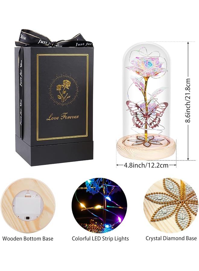 erorex Galaxy Roses Gifts For Women Birthday Gifts For Mom Eternal Flower Gifts Light Up Glass Dome Roses Mother'S Day Roses For Grandma Daughter Wife Sisters And Friends - Image 3