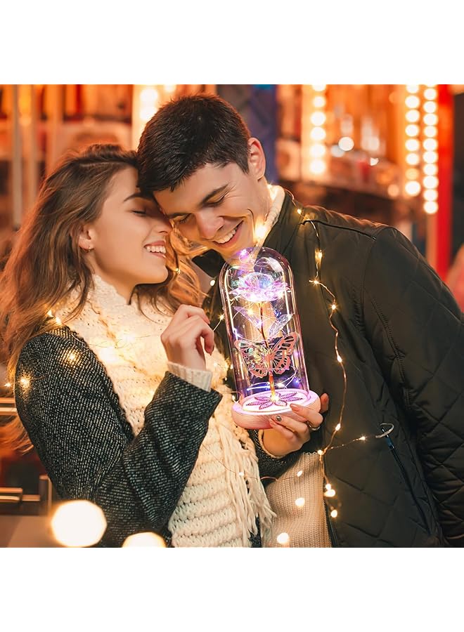 erorex Galaxy Roses Gifts For Women Birthday Gifts For Mom Eternal Flower Gifts Light Up Glass Dome Roses Mother'S Day Roses For Grandma Daughter Wife Sisters And Friends - Image 4