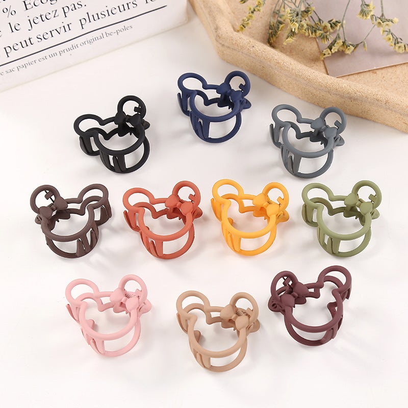 Korean Style Bear Elastic Hair Clip, Elegant Cute Cartoon Solid Color 10pcs Random Shipment - Image 1