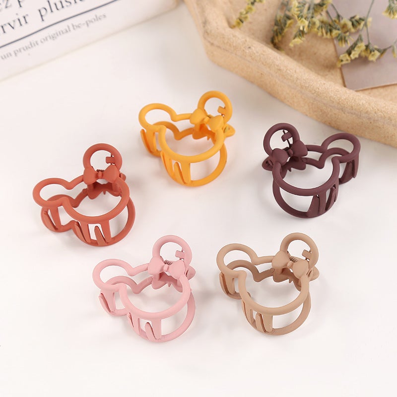 Korean Style Bear Elastic Hair Clip, Elegant Cute Cartoon Solid Color 10pcs Random Shipment - Image 2