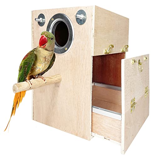 kathson Parakeet Nesting Box Wooden Bird Breeding Nest Parrots Mating House Wood Bird Aviary Budgie Cage Accessories for Cockatiel Finch Lovebirds Conure - Image 1