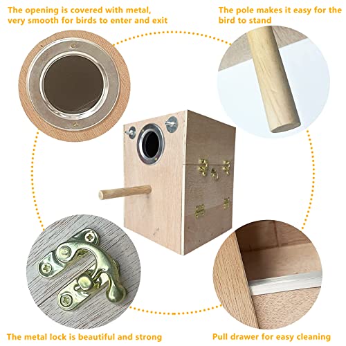 kathson Parakeet Nesting Box Wooden Bird Breeding Nest Parrots Mating House Wood Bird Aviary Budgie Cage Accessories for Cockatiel Finch Lovebirds Conure - Image 3