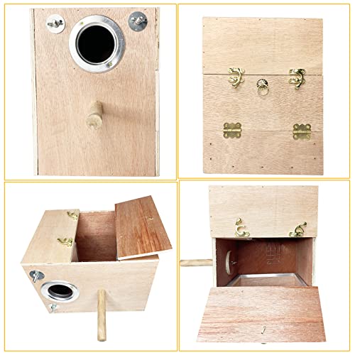 kathson Parakeet Nesting Box Wooden Bird Breeding Nest Parrots Mating House Wood Bird Aviary Budgie Cage Accessories for Cockatiel Finch Lovebirds Conure - Image 4